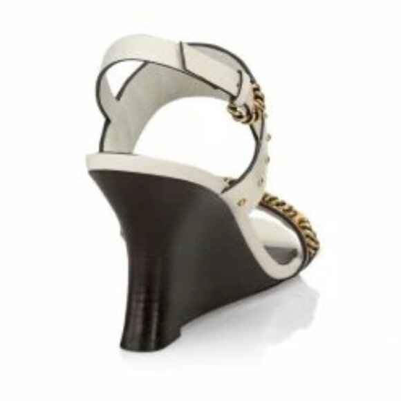 NWT & BOX - TORY BURCH – VINTAGE PLAQUE WEDGE SANDAL - NEW IVORY, SIZE 9 - Picture 4 of 9